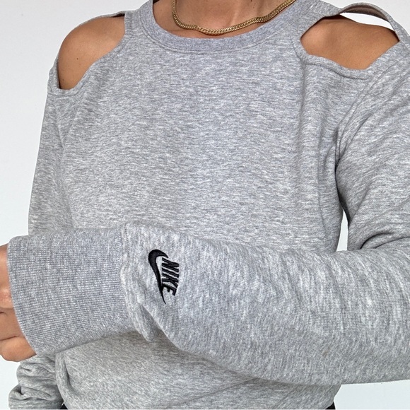 Nike Cutout Grey Crew Sweatshirt - Picture 6 of 12